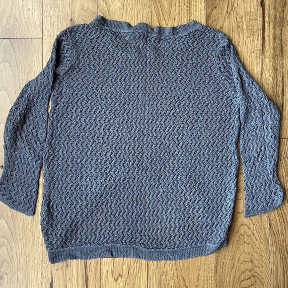 Womens Kirra PacSun Grey Open Knit Asymmetrical 3/4 Sleeve Sweater Shirt Size S - Picture 6 of 7
